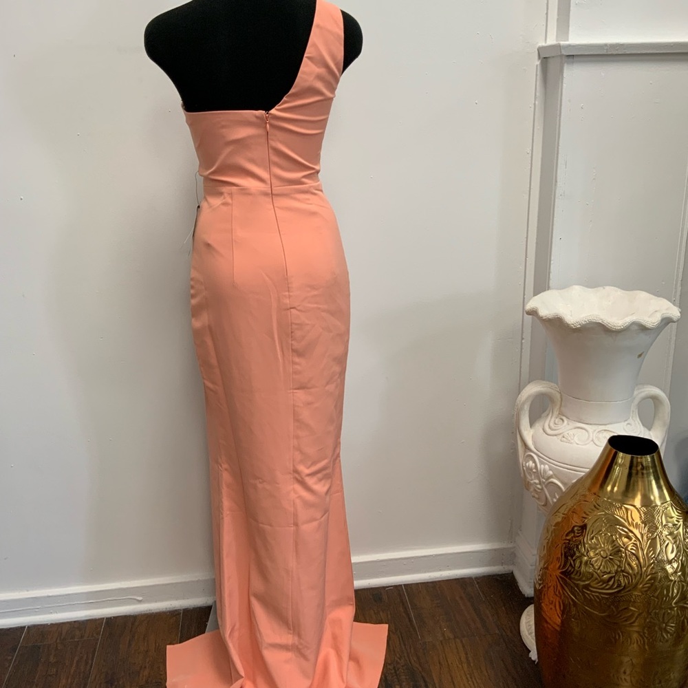 One shoulder coral maxi gown - Picture 2 of 2
